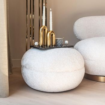Jace Cream Fabric Pouffe