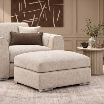 Naples Beige Fabric Footstool