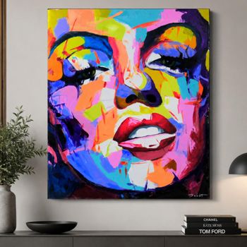 Women Face Hand Painting Canvas Wall Art 7459 Fabric