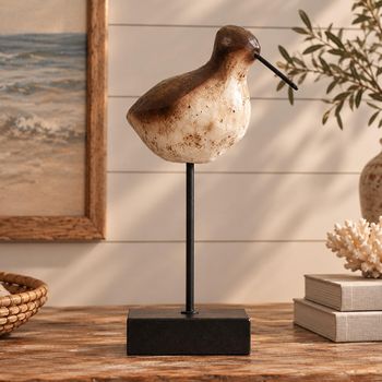 Dark Brown and Black Metal Large Bird Sculpture