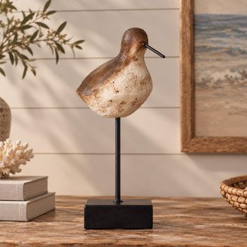 Dark Brown and Black Metal Medium Bird Sculpture