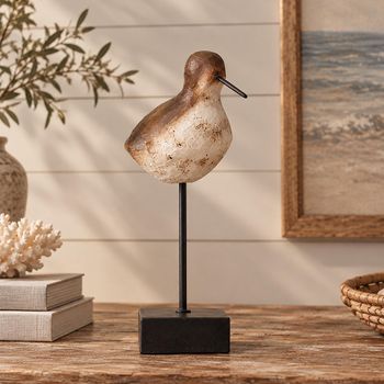 Dark Brown and Black Metal Small Bird Sculpture