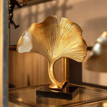 Ginkgo Black and Gold Metal Large Leaf