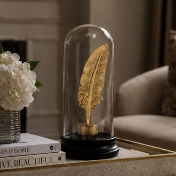 Glass Feather in a Bottle 1 Black and Gold
