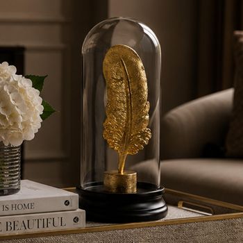 Glass Feather in a Bottle 2 Black and Gold