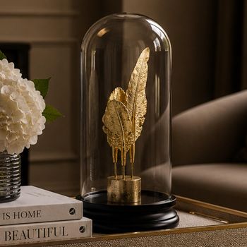 Glass Feather in a Bottle 3 Black and Gold