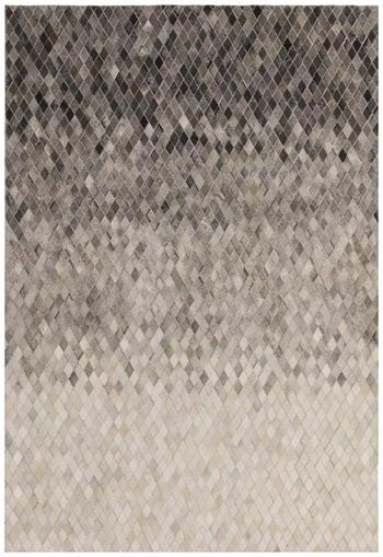 Gaucho Diamond Ombre Leather Beige and Natural Grey Rug - 120cm x 170cm