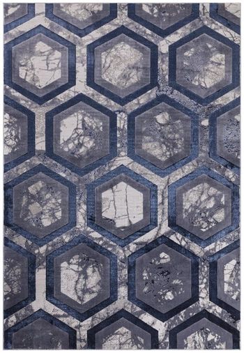 Aurora Hexagon Blue Rug - Sizes Available
