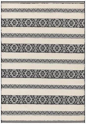 Monty Stripe Black and Cream Rug - 80cm x 150cm