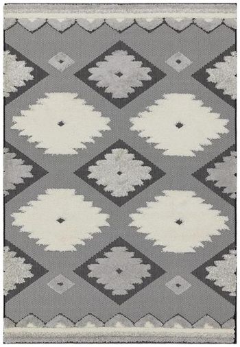 Monty Tribal Black and Cream Rug - 160cm x 230cm