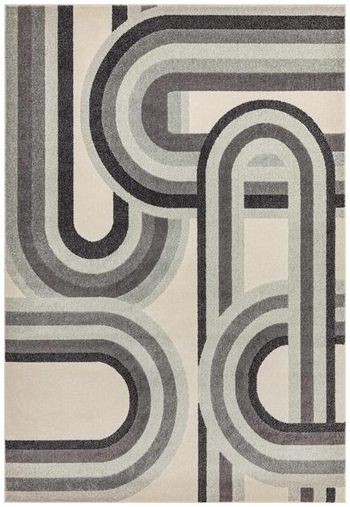 Nova Retro Grey and Silver Rug - Sizes Available