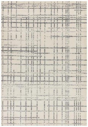 Nova Grid Grey and Silver Rug - Sizes Available