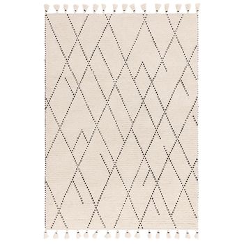 Nepal Cream and Black Linear Rug - Sizes Available