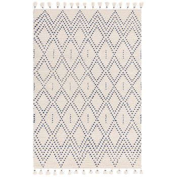 Nepal Diamond Cream and Blue Rug - Sizes Available
