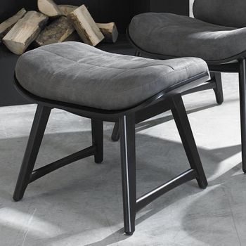 Vintage Peppercorn Dark Grey Fabric Footstool