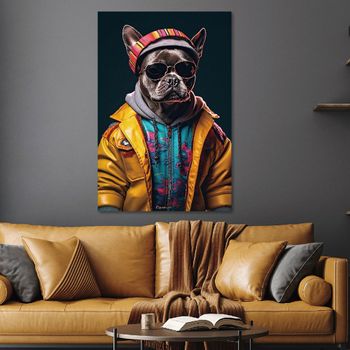 Bull Dog Tempered Glass Wall Art Black