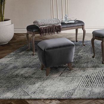 Nabucco Italian Blue Fabric Pouffe