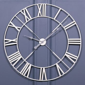Distressed Metal Wall Round Clock Cream Twist Frame