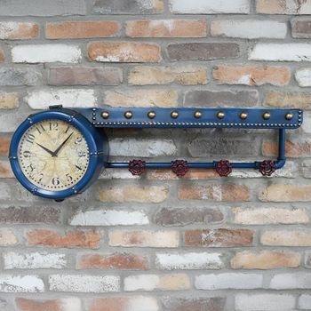 Blue Metal Wall Clock