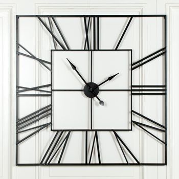 Black Metal Extra Large Square Wall Clock