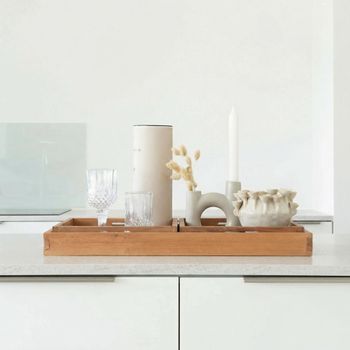 Set of 3 Faro Brown Teak Wood Tray