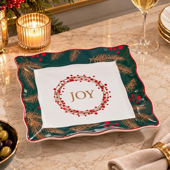 Festive Fir Serving Dish White and Green