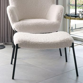 Glasgow White Faux Lambskin Footstool