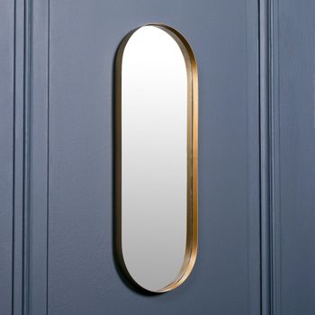 Slim Gold Oval Wall Mirror - 26cm x 75cm