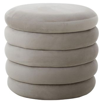 Helen Cream Velvet Fabric Round Footstool