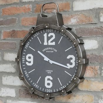 Set of 2 Industrial Grey Wall Round Clock
