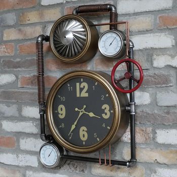 Industrial Grey Wall Round Clock
