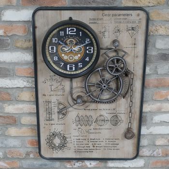Industrial Gear Beige Wall Clock