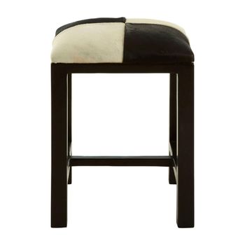 Kendari Black and White Leather Square Footstool