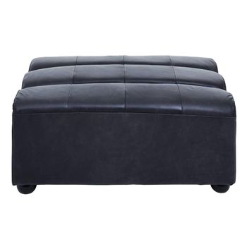 King Ottoman Distressed Slate Leather Decor