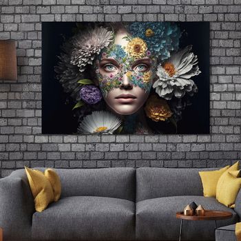 Lady Tempered Glass Wall Art Black