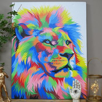 Lion Multi-Coloured Wall Art Resin