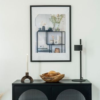 Marbella 30cm x 74cm Frame Display Black Glass Black and Natural