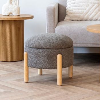 Medas Pouf Storage Round Brown Fabric Decor