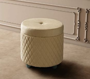 Ambra Italian Sand Birch Eco Nabuk Round Pouffe