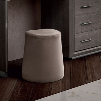 Elite Italian Silver Birch Fabric Round Pouffe