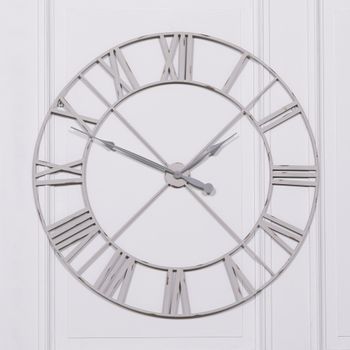 Vintage Metal Wall Round Clock Pale Grey