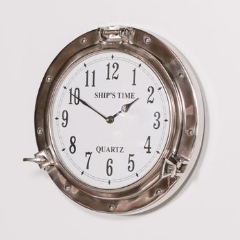 Port Hole Ships Polished Glass Wall Round Clock