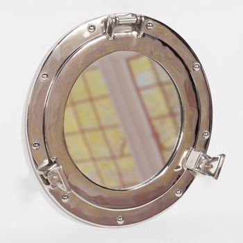 Port Hole Silver Polished Round Mirror - 28.5cm x 28.5cm