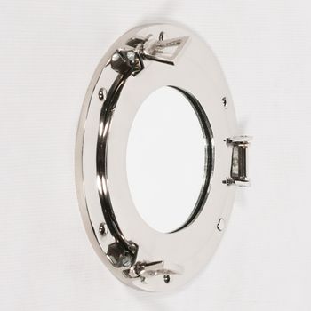 Polished Port Hole Small Round Mirror - 23.5cm x 23.5cm