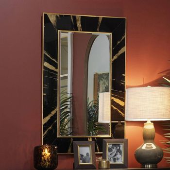 Vesna Black and Gold Rectangular Wall Mirror