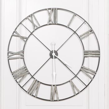Metal Wall Round Clock Vintage Silver