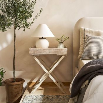 Wittering White Rattan Tray Table