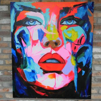 Women Face Hand Painting Canvas Wall Art 7461 Fabric