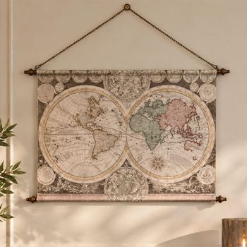 World Map Grey and Beige Decor