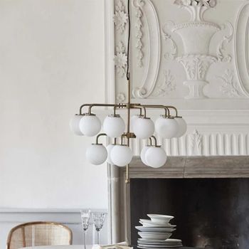 Palma Brass White Chandelier